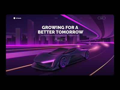 Landingpage car city crypto futuristic feeling illustration landscape speed web3