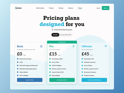 Pricing plan graphic design ui web design