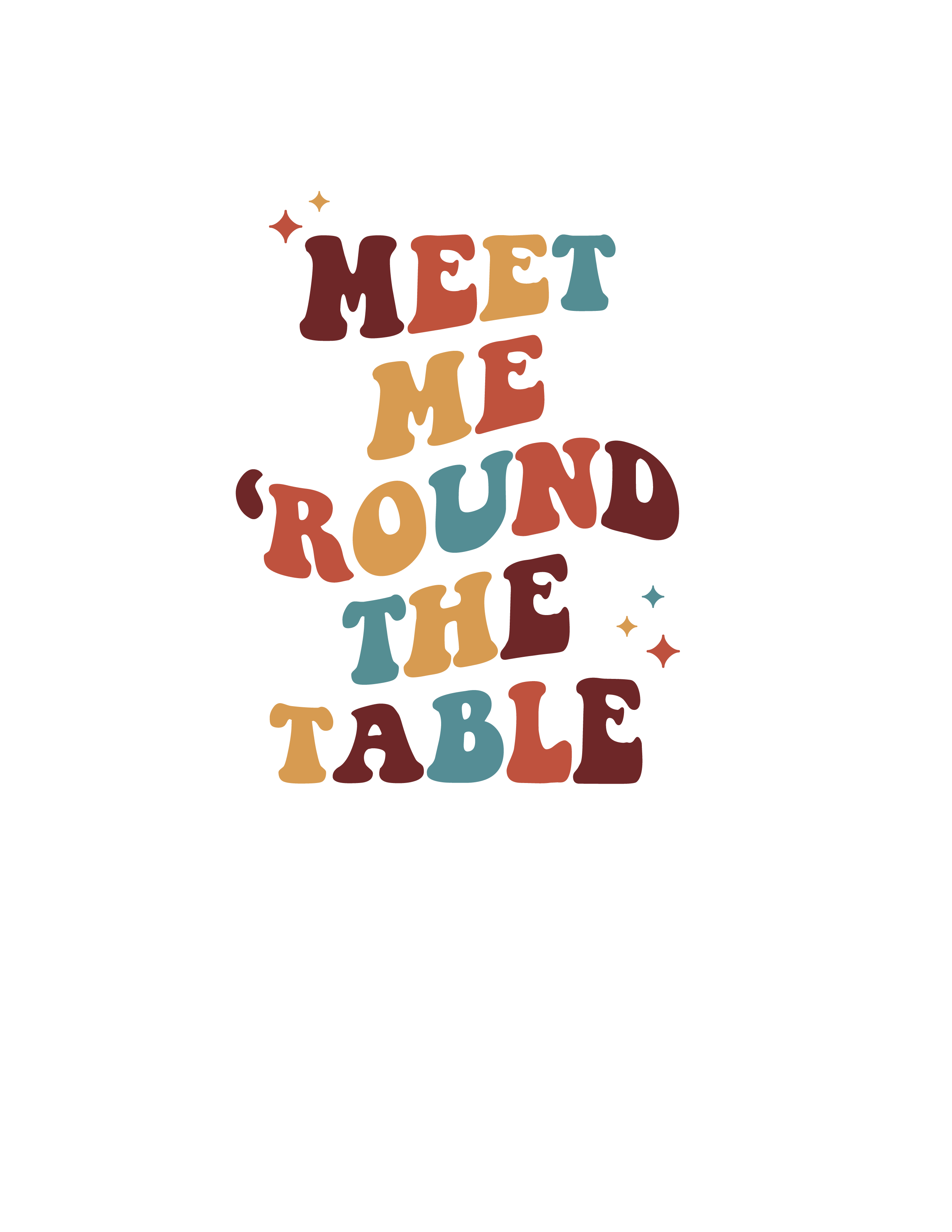 Meet Me 'Round the Table - Shirt Graphic church groovy retro warm colors wavy type