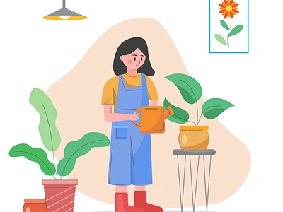 Girl watering plants animation 2d 2d animation aftereffect animation cute girl design enjoy the moment flat animation flat design flat design animation flat illustration girl illustration lottie lottie animatiom motion graphics peaceful plants tree watering plants