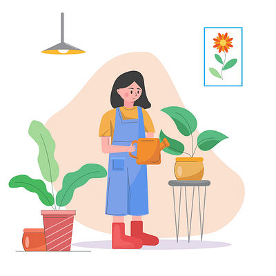 Girl watering plants animation 2d 2d animation aftereffect animation cute girl design enjoy the moment flat animation flat design flat design animation flat illustration girl illustration lottie lottie animatiom motion graphics peaceful plants tree watering plants