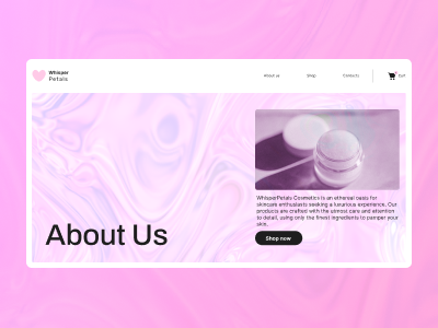 "About us" page for cosmetics website shop about cosmetics e commerce ui ux website