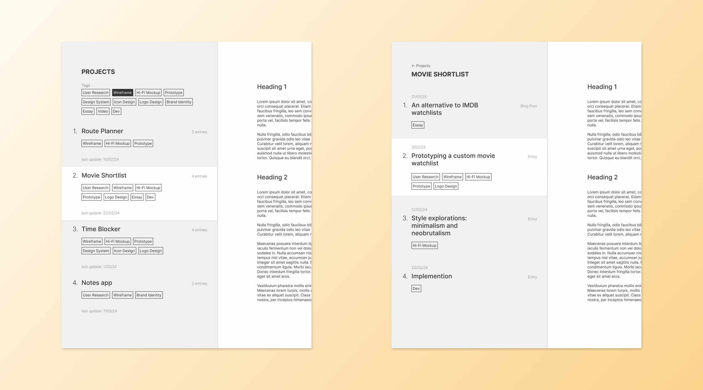 Portfolio Projects Sidebar blog minimalism portfolio project sidebar ui