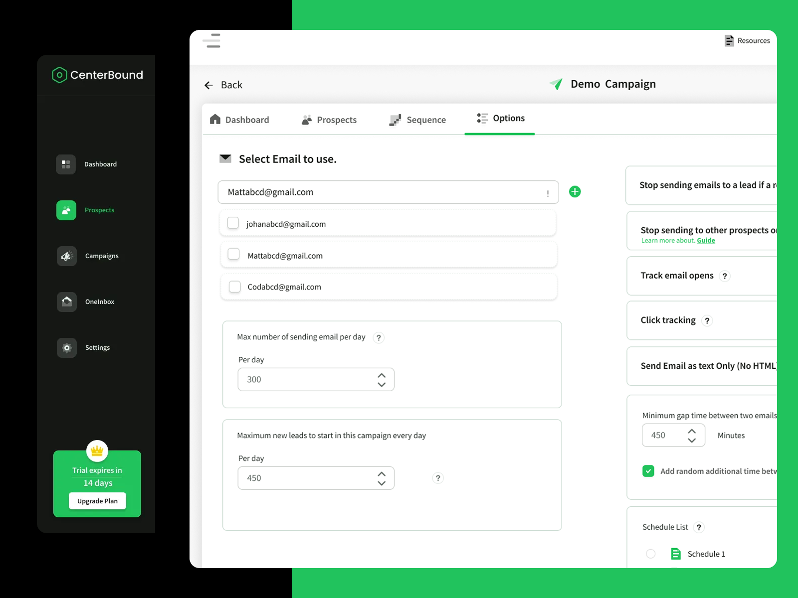 Email Campaign Tool admin campaign card crm green ui icon listing mail sidebar template typography ui userdashvoard ux webdesign