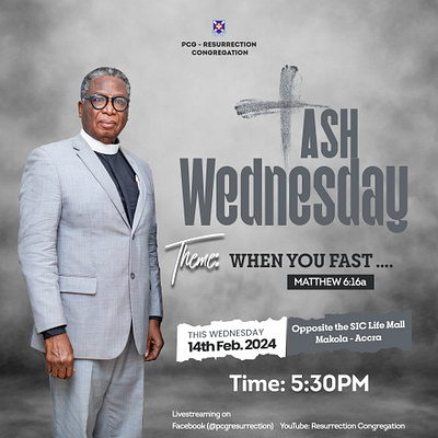 Social media flyer for church ash wednesday