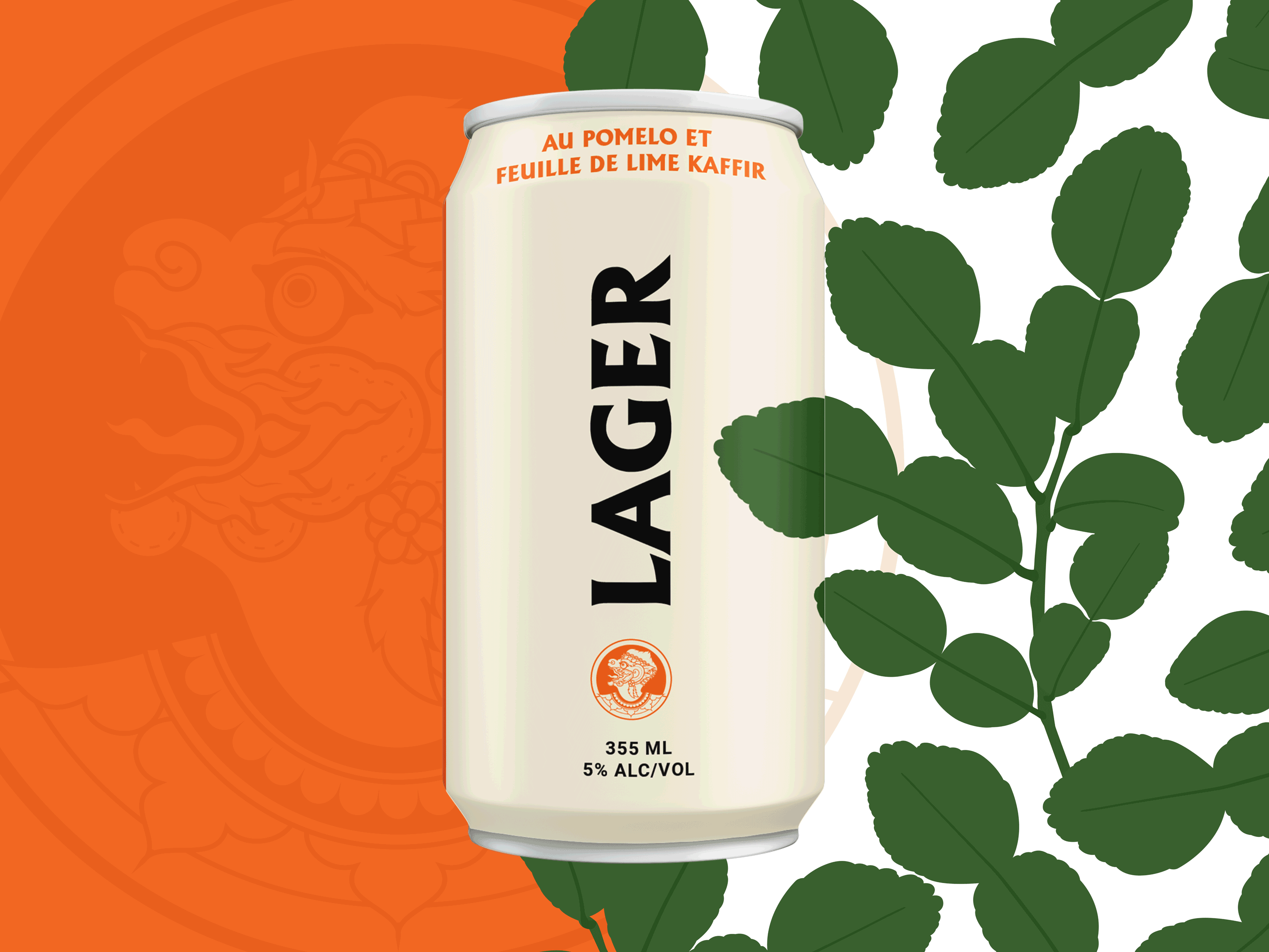 Pomelo & Kaffir Leaf Lager - Street Monkeys x 4 Origines Collab beer beercan branding can craft craftbeer custom design label lager montreal personalized