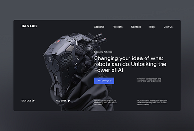 Landing Page Design for a Robotics Company. design figma landing page logo ui ui design website website design