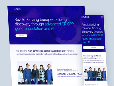 AlgenBio Web Design ai biology crispr disease medecine medical mobile modern sleek web design website