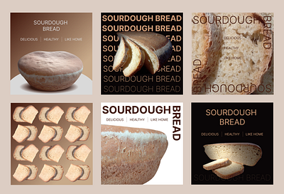 Sourdough bread, posts for social media figma graphic design illustration