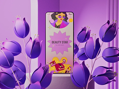 Beauty Star mobile app conception 3d animation beauty fashion illustrations interface mobile app personal styling ui