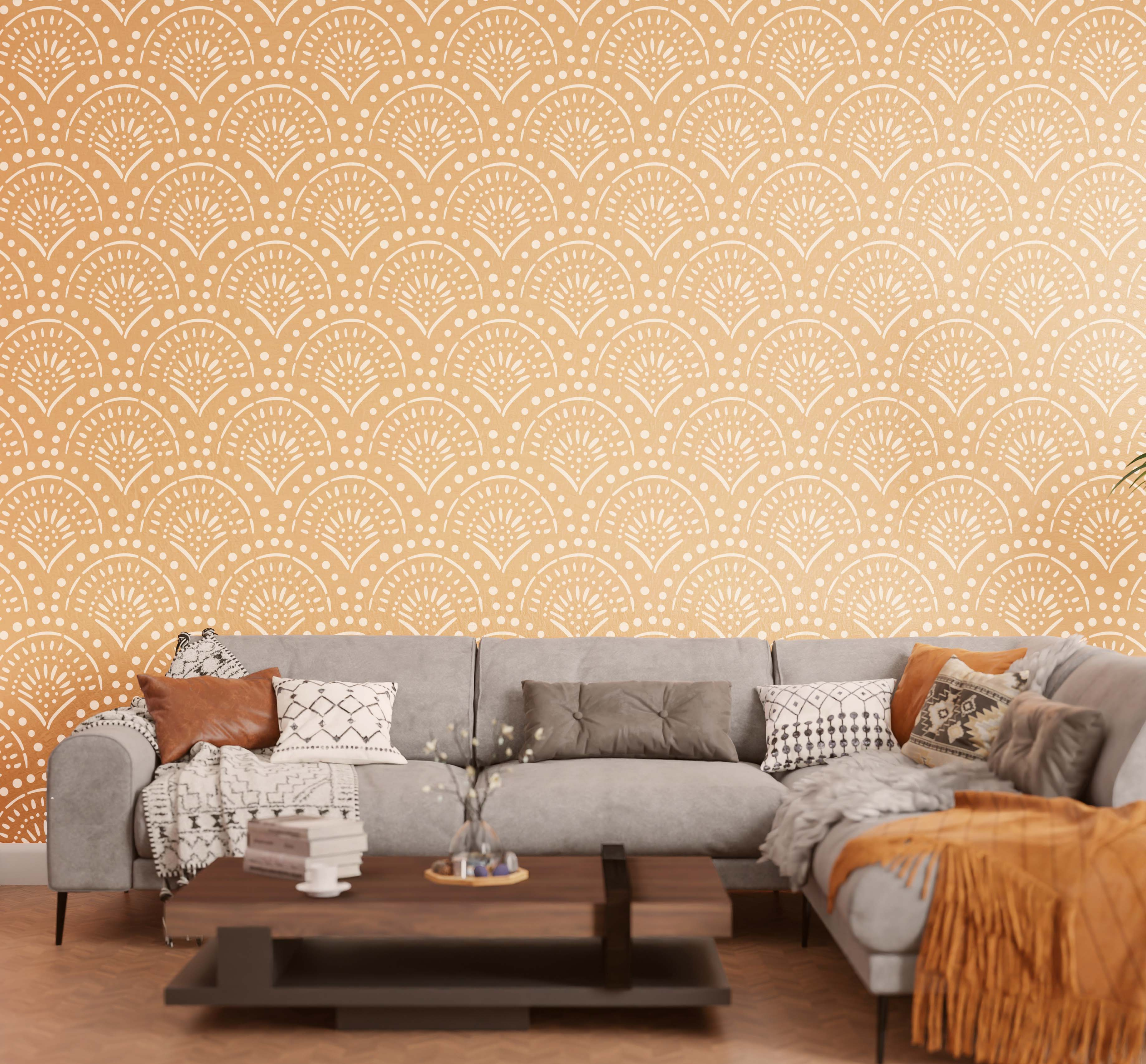 Example of Custom Floral & Geometric Stencil Design