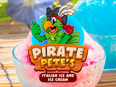 Logo Design for Pirate Pete's Ice Cream 🦜🏴‍☠️🍨 branding character design design graphic design ice cream ice cream logo illustration logo logo design parrot parrot design parrot logo parrot pirate pirate pirate design pirate logo pirate parrot ui ux vector