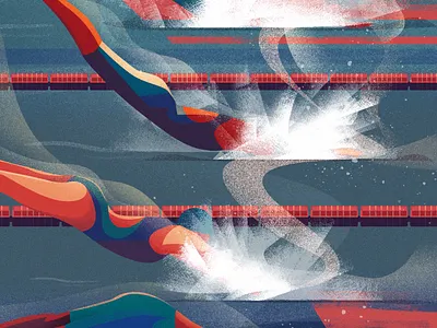 U N D E R N E A T H colorful design girl illustration olympic games pool sport illustration swimming vector vector art