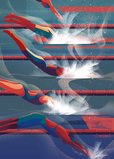 U N D E R N E A T H colorful design girl illustration olympic games pool sport illustration swimming vector vector art
