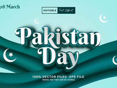 Pakistan Day 3d text effect style Vector 3d 3d text 3d text effect branding day editable text graphic design independence day logo pakistan pakistan day vector text