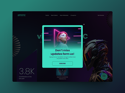 Pop-up Overlay - AI Landing - Daily UI Challenge - Day 16 above the fold ai ai video ai video edit website daily ui daily ui 16 daily ui challenge day 16 design graphic design israt modal neon overlay popup popup overlay ui ux uxisrat video edit