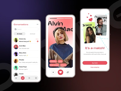 Dating app - Minimalism style app colorful date dating datingapp design flat gradient graphic design illustration love lover minimal minimalism story ui vector