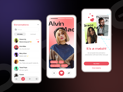 Dating app - Minimalism style app colorful date dating datingapp design flat gradient graphic design illustration love lover minimal minimalism story ui vector