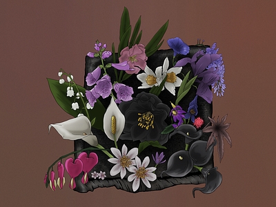 Poisonous Flowers black hellibore bleeding hearts bouquet daffodil design digital drawing flora flowers foxglove illustration iris lily of the valley morning glory photoshop poison poisonous sticker mule temporary tattoo toxic