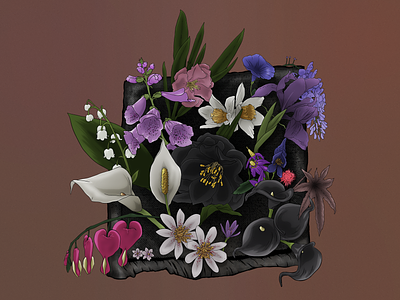 Poisonous Flowers black hellibore bleeding hearts bouquet daffodil design digital drawing flora flowers foxglove illustration iris lily of the valley morning glory photoshop poison poisonous sticker mule temporary tattoo toxic