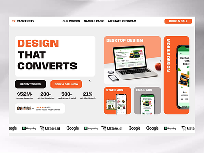 Animated - Bento Style Web Design Landing Page agency animation bento box commerce figma grey grid interface landing page mockup orange prototype tech ui uiux ux web web design