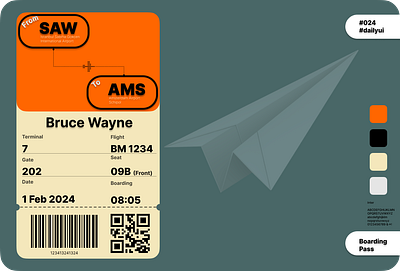 #024 #UIX101 challenge completed. #024 #dailyui boarding pass card daily dailyui design figma flight interface ui uiux uix101 ux