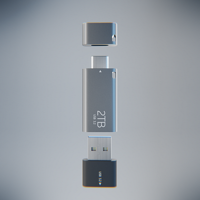 3D USB Type-C Flash Drive 3d 3dart animation blender blender3d cereativ graphic design modeling poly
