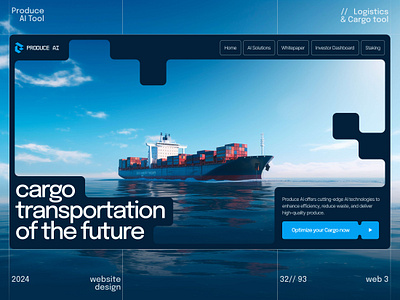 Produce AI ai blockchain cargo crypto design landing landingpage product shipment startup transportation ui uiux ux web web3 website