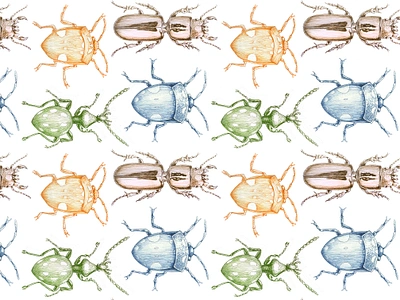 Bug Pattern antenna beetles biology bugs design fabric handdrawn insects legs nature pattern pen and ink print product design rendering repeat pattern shading