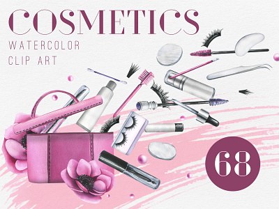 Eye cosmetics watercolor clipart cosmetology