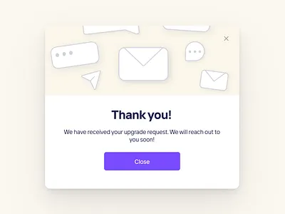 Thank you Popup dashboard dialog modal pop up popup product design saas thank you ui ui design upgrade web design