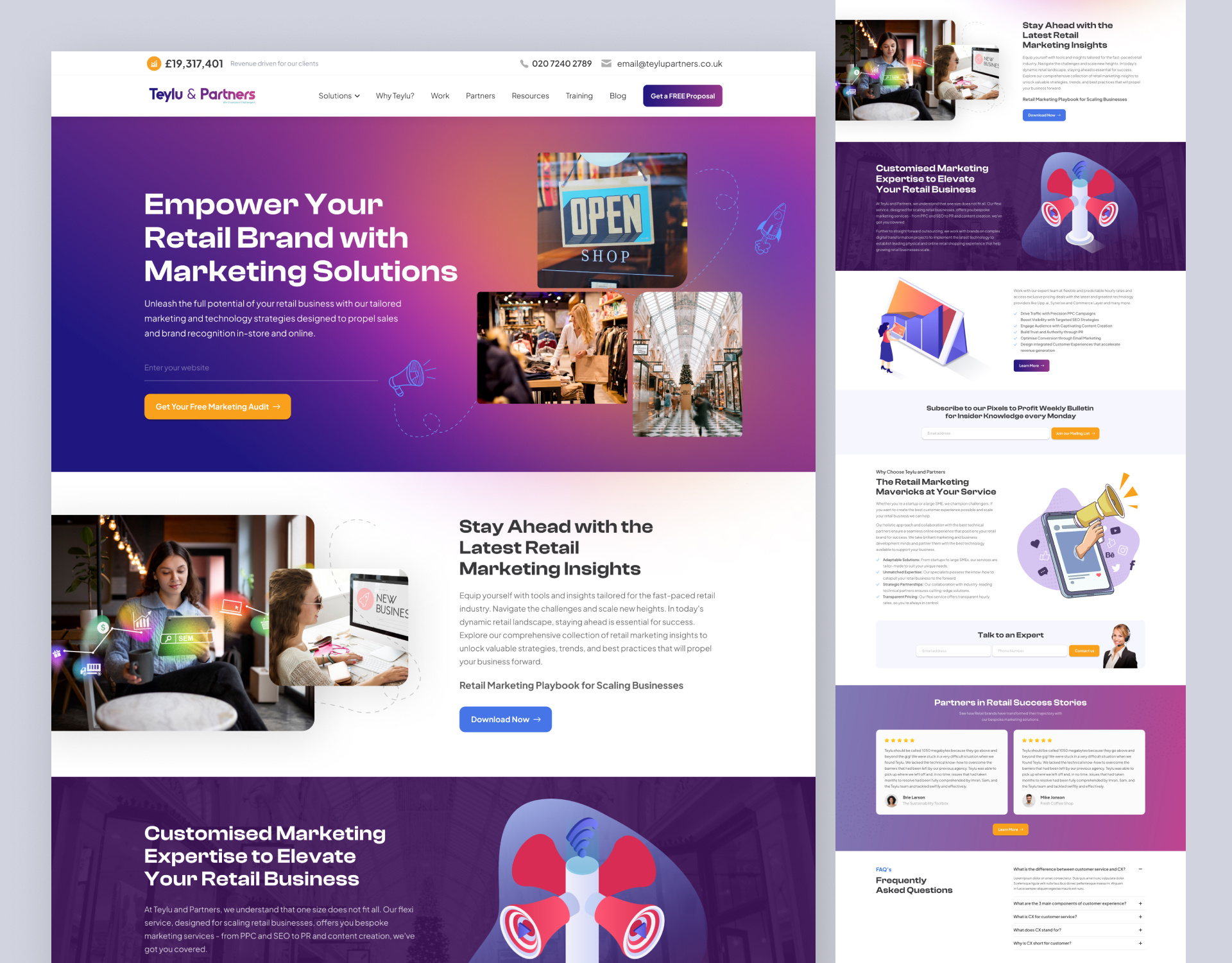 Retail Marketing Agency Landing Page agency landing page agency website business development business website creative agency digital marketing digital product designer marketing agency marketing agency website marketing landing page portfolio homepage portfolio landing page product design product portfolio retail marketing retail marketing agency retail website seo website website design website landing page