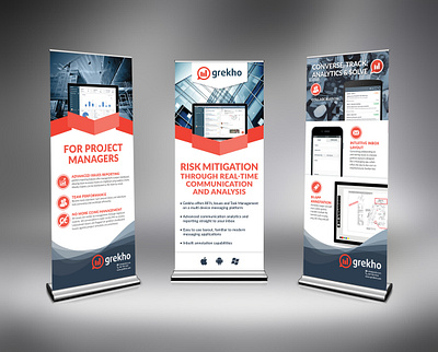 Grekho Display Banners app application banners branding construction design display engineering graphic design marketing modern print tech technology trade show