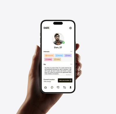 DATE - Dating app (Light mode) application branding brown couple dating app illustration light mode logo minimalism mobile neumorphic orange product design skeuomorphic smile social app ui user experience user interface ux