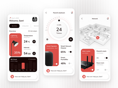 Smart Home Management App appdesign control system home automation mobile app mobile app design mobile design smart home smarthomeapp techinnovation ui wifimanagement