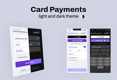Card Payments light and dark theme fintech ui ux