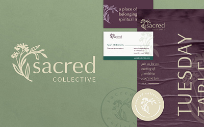 Sacred Collective Brand Identity branding church collective hand drawn iowa milkweed prairie spiritual stamp