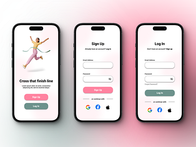 Mobile App Sign Up/Log In Screens app graphic design ui ux