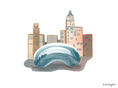 Icon For map Cloud Gate Chicago USA behance digital illustration graphic design icon for map illustration map map design procreate