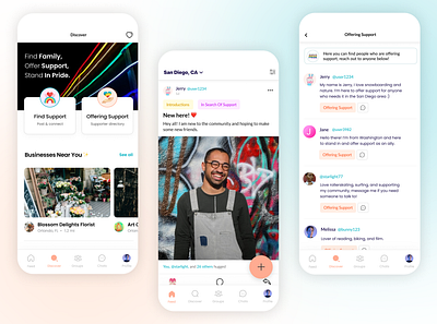 Stand In Pride App app app design branding business directory feed graphic design group group app groups lgbtq messaging mobile design pride social social app ui ux