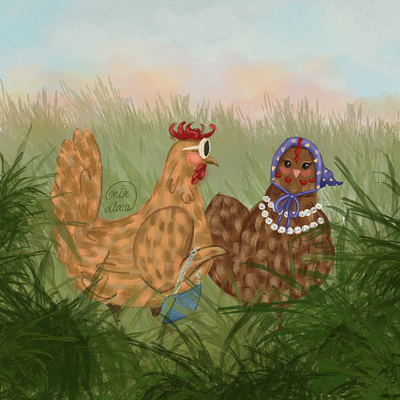 Going to the public market animal animal illustration chicken digital art digital illustration illustration illustrator procreate