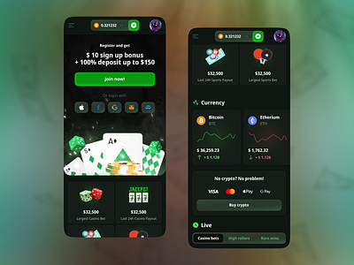 JungleBet - Mobile Crypto Casino Design betting blockchain casino casino banner casino development casino game casino platform crypto crypto casino gambling game gaming igaming mobile casino online casino sports book