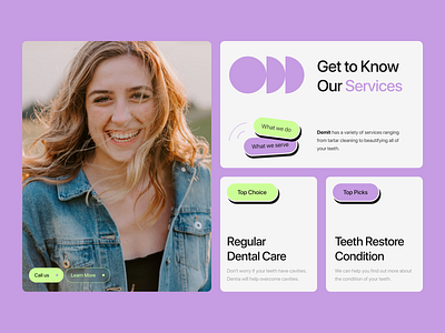 Dental Care Feature - Demit bento branding dental clinic dental website dentist design feature dental care features hero section product tooth typography ui user interface ux web design website