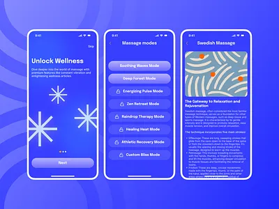 Massage mobile app design application article design flat ui graphic design grid massage menu minimalism mobile mobile app modes onboarding tabs ui ui design user experience