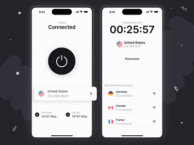 VPN | Mobile App graphic design mobile mobile app product design ui ui design vpn