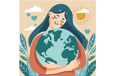 Cartoon Mother Earth Day Illustration celebration day earth eco environment green happy illustration mother nature planet tree vector