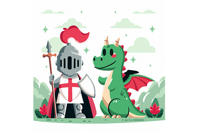 Cartoon St. George's Day Illustration cartoon celebration christian day dragon england english feast festival george happy illustration knight nation parade region saint vector