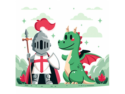 Cartoon St. George's Day Illustration cartoon celebration christian day dragon england english feast festival george happy illustration knight nation parade region saint vector