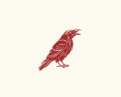 Raven illustrated log illustration logo raven