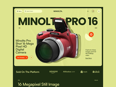 Minolta - eCommerce Landing Page camera ecommerce elementor framer landing online page shop shopify template theme ui webflow website wordpress